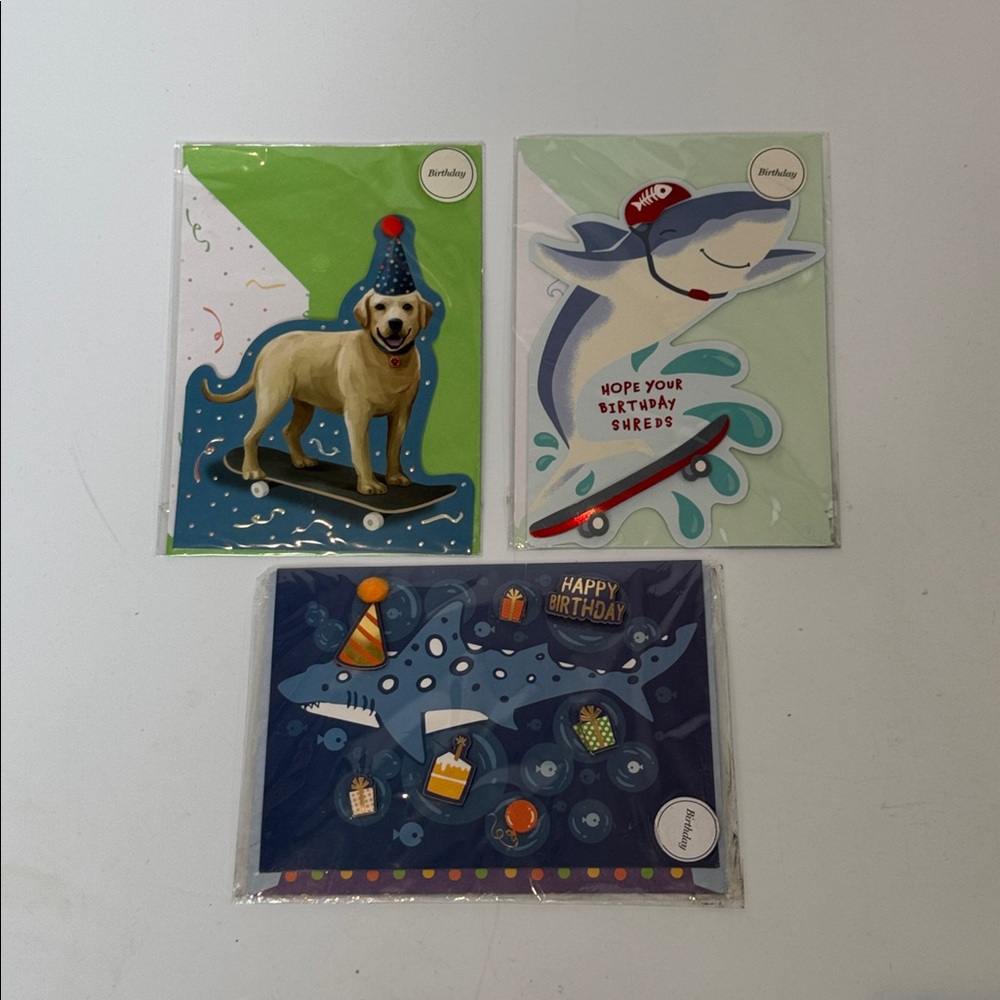 Set of 3 Birthday Cards with Fun Animal Designs